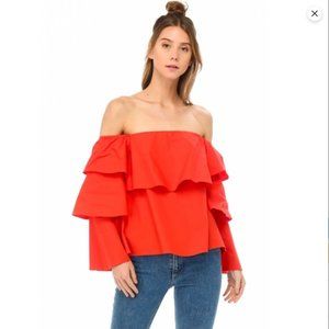 Lumiere Summery Orange Off The Shoulder Top | Size S